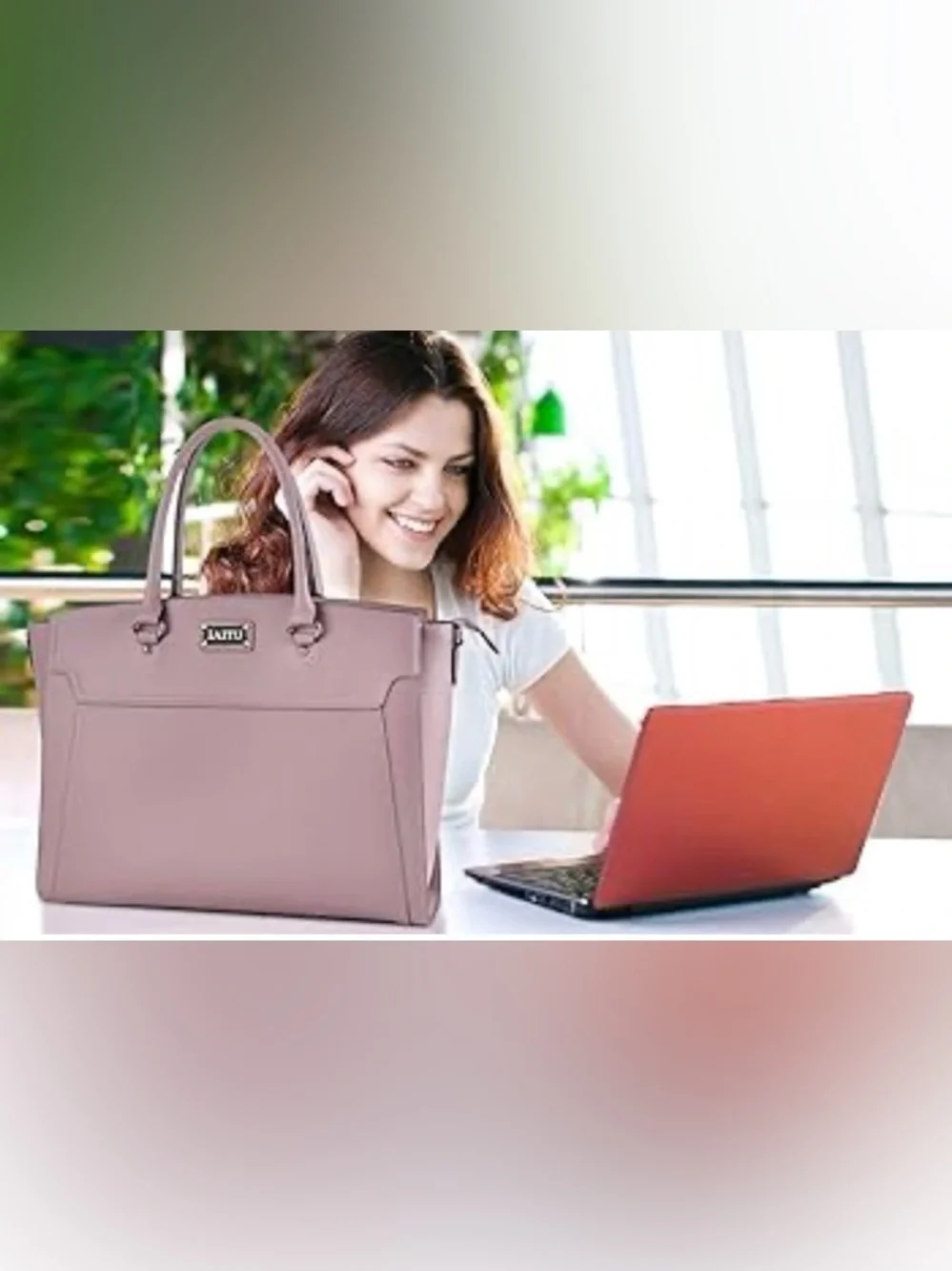Mauve Structured Tote Bag for Women, Like New